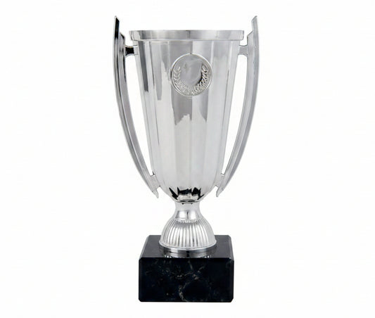 Trofeo Copa Clásica Plateada con Emblema de Laurel-Trofeos Robles