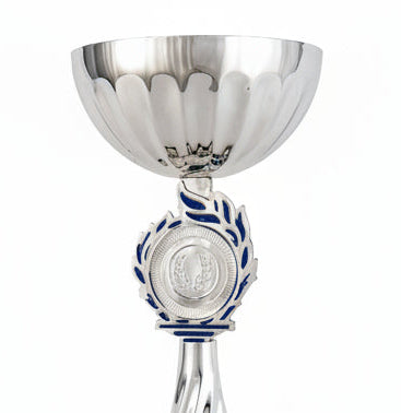 Trofeo Copa Clásica Plateada con Laurel Azul-detalle