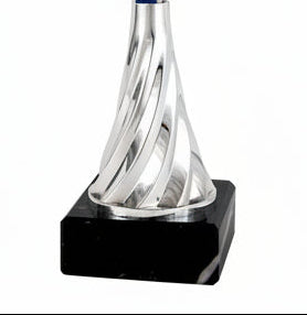 Trofeo Copa Clásica Plateada con Laurel Azul-detalle base