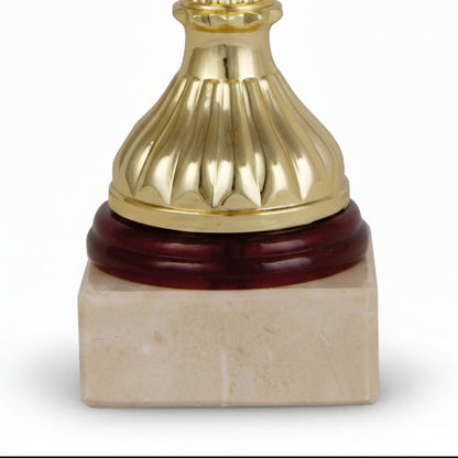 Trofeo Copa Hexagonal Oro y Rojo -detalle base
