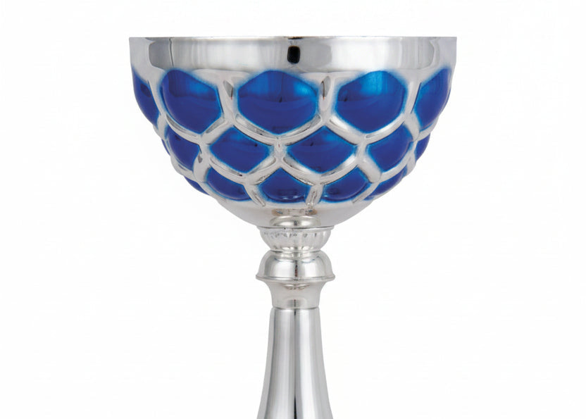 Trofeo Copa Hexagonal Plata y Azul 