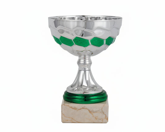 Trofeo Copa Hexagonal Plata y Verde-Trofeos Robles