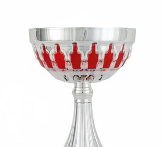 Trofeo Copa Plateada con Cuenco Calado Rojo-detalle