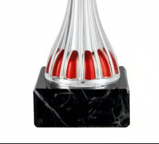 Trofeo Copa Plateada con Cuenco Calado Rojo-detalle base