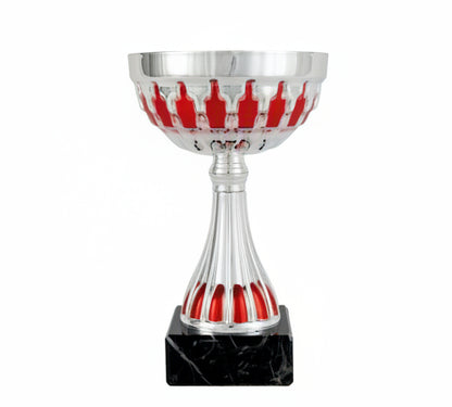 Trofeo Copa Plateada con Cuenco Calado Rojo-Trofeos Robles
