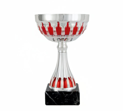 Trofeo Copa Plateada con Cuenco Calado Rojo-Trofeos Robles