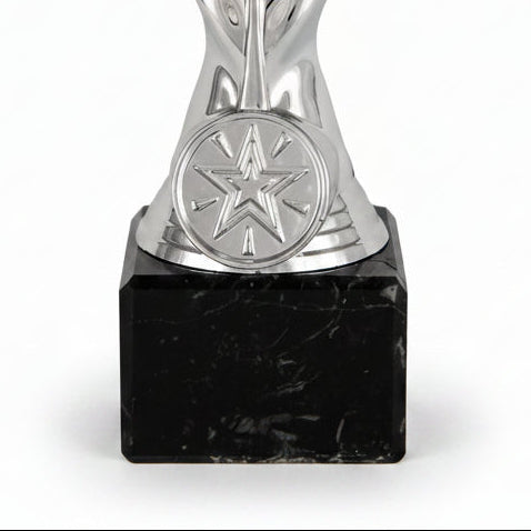 Trofeo Copa del Mundo Plateada con Emblema Estelar-detalle base