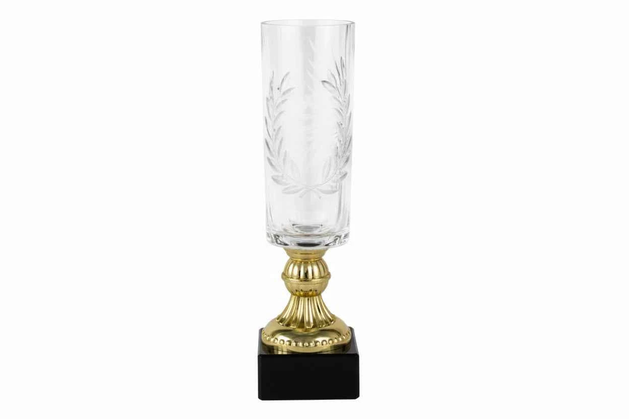 Trofeo Cristal Labrado Base Dorada