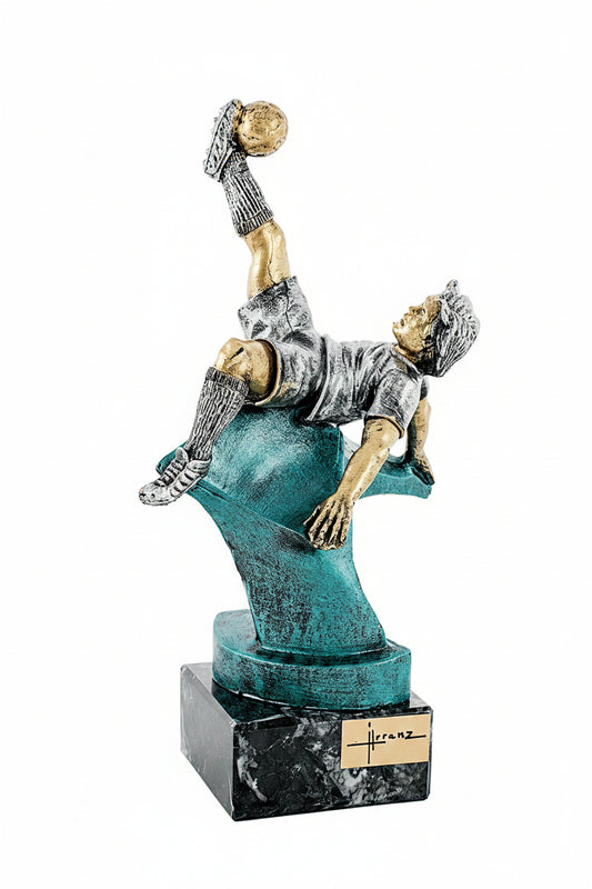 Trofeo Fútbol Figura Portero Estilo Herranz con Base de Mármol Negro