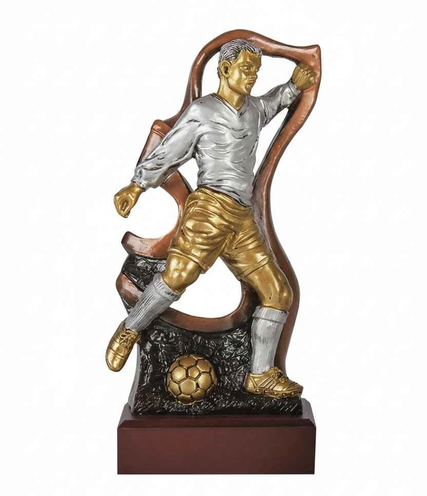 Trofeo Fútbol Jugador con Balón Dorado Plateado Bronce