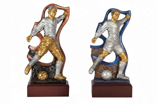 Trofeo Fútbol Jugador con Balón Dorado Plateado Bronce