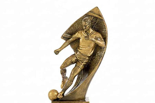 Trofeo Fútbol Jugador en Acción Dorado Mármol