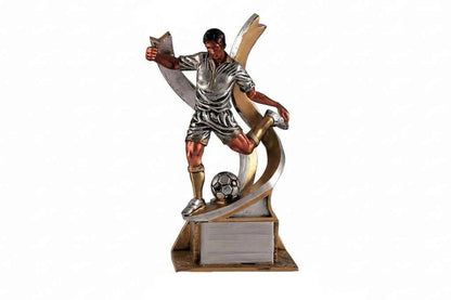 Trofeo Fútbol Jugador y Pelota Plateado Dorado Negro-2