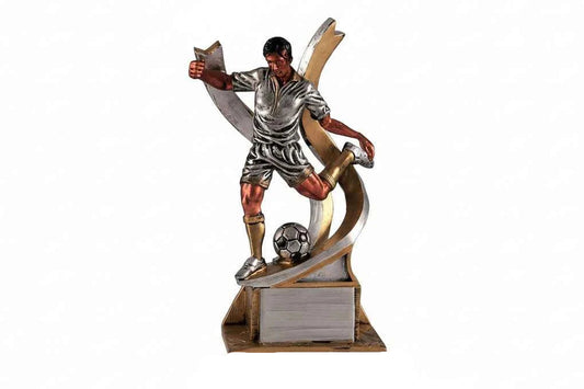 Trofeo Fútbol Jugador y Pelota Plateado Dorado Negro-2