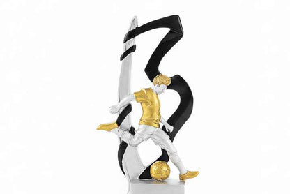 Trofeo Fútbol Masculino Jugador con Balón Dorado Blanco Negro