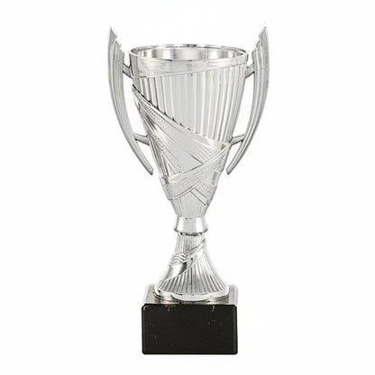 Trofeo Figura Plateada con Aro Decorativo sobre Peana de Mármol-Trofeos Robles