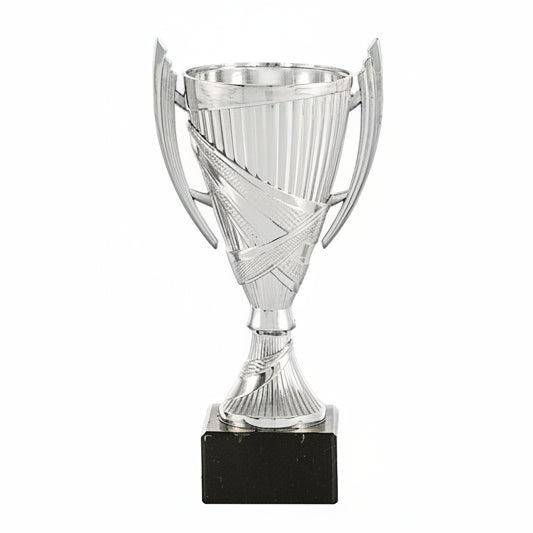 Trofeo Figura Plateada con Aro Decorativo sobre Peana de Mármol-Trofeos Robles