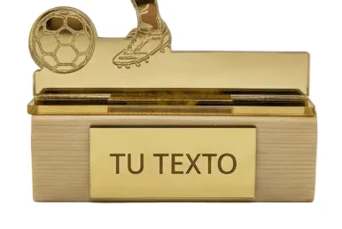 Trofeo Fútbol Metacrilato Oro Espejo con Base
