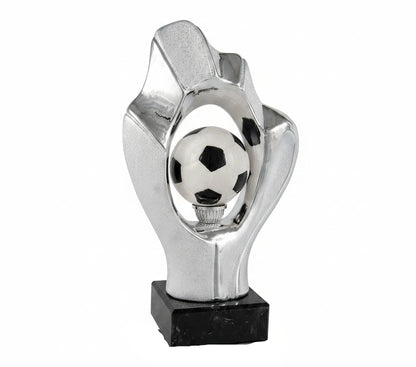 Trofeo Fútbol Élite Plata con Balón y Peana de Mármol Negro