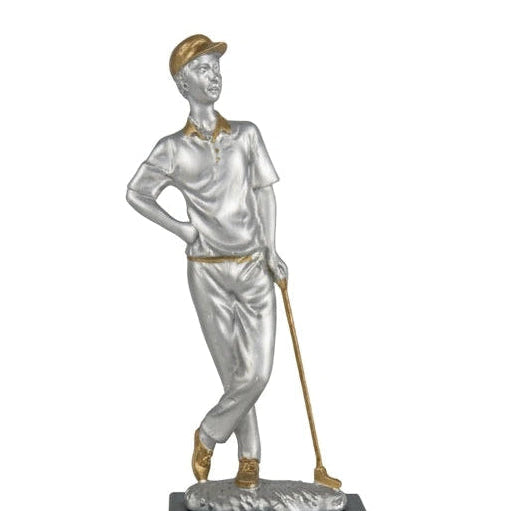Trofeo Golf Jugador Apoyado en Palo-detalle