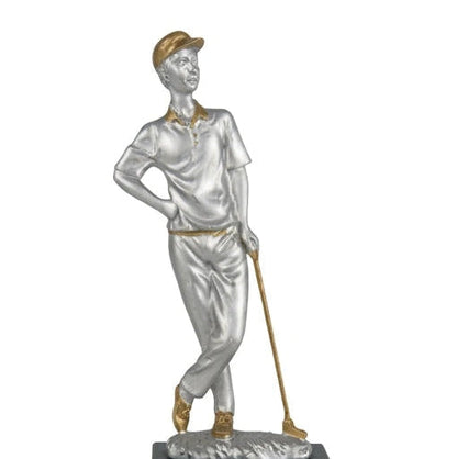 Trofeo Golf Jugador Apoyado en Palo-detalle