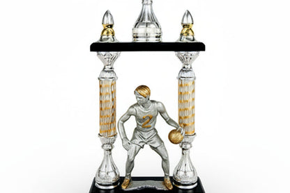 Trofeo Gran Formato Bicolor con Columnas Helicoidales y Base Negra-detalle 