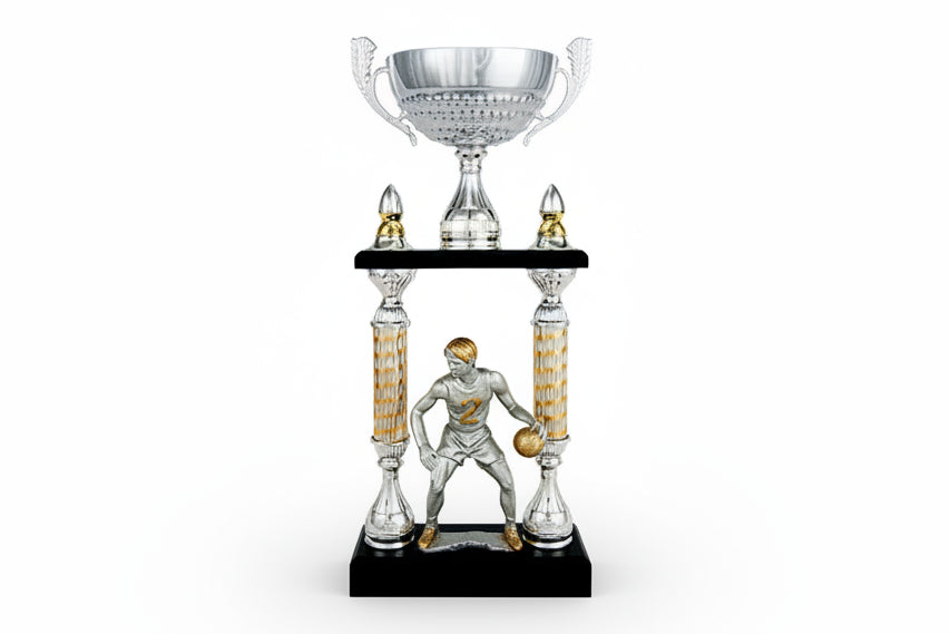 Trofeo Gran Formato Bicolor con Columnas Helicoidales y Base Negra-Trofeos Robles