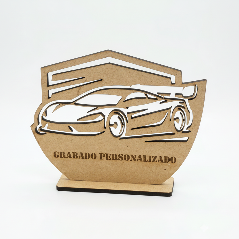 Trofeo Carreras Personalizado con Grabado en Madera