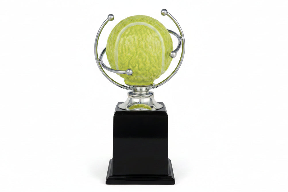 Trofeo Tenis Pelota Orbital con Aros Plateados-Trofeos Robles