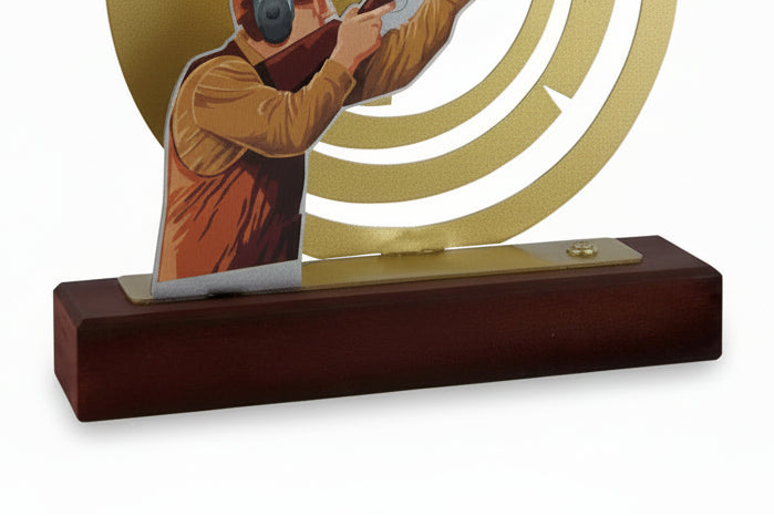 Trofeo Tiro al Plato Metal-detalle base