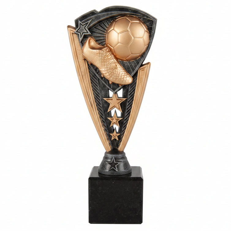 Trofeo de Fútbol Bronce con Bota y Balón en Relieve-Trofeos Robles