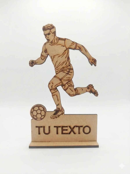 Trofeo de Madera Fútbol con Figura Grabada y Personalizable