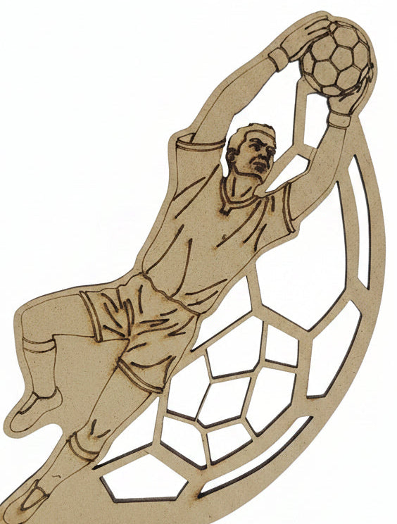 Trofeo de Madera Portero de Fútbol Grabado-detalle