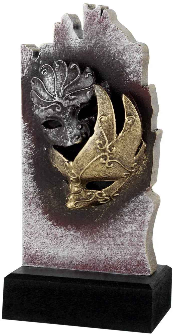 Trofeo Carnaval Máscaras Venecianas Plateado y Dorado