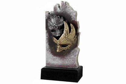Trofeo Carnaval Máscaras Venecianas Plateado y Dorado