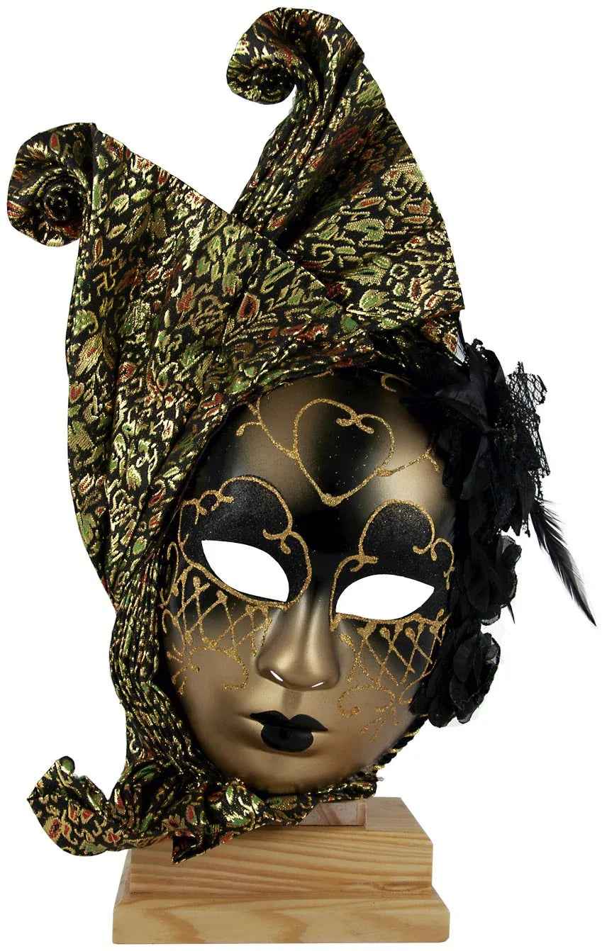 Trofeo Carnaval Máscara Veneciana Bufón con Plumas
