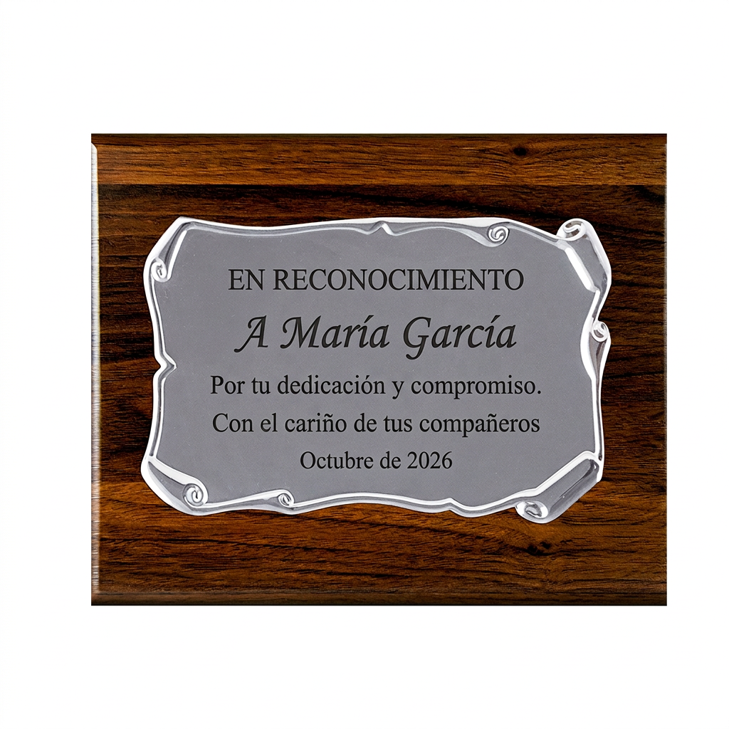 Placa con dedicatoria de ejemplo