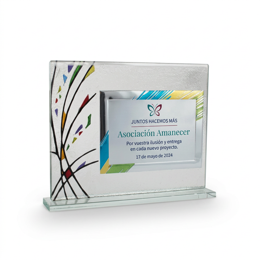 Placa con diseño interior de reconocimiento a una asociación