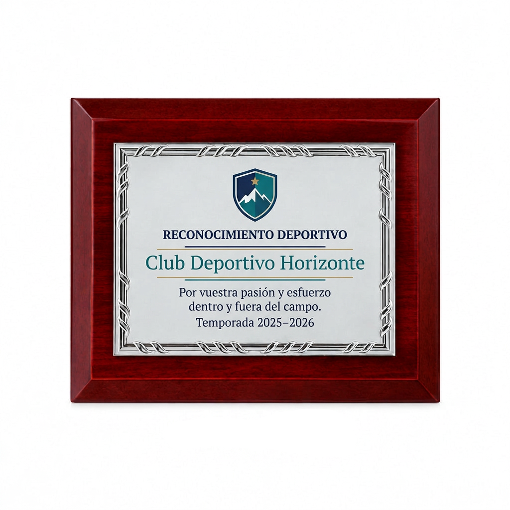 Placa con ejemplo de reconocimiento deportivo a color