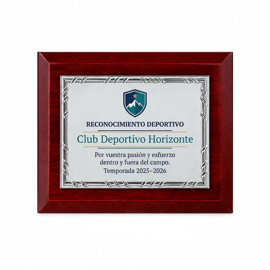 Placa con ejemplo de reconocimiento deportivo a color