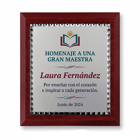 Placa de homenaje con fecha de junio de 2024