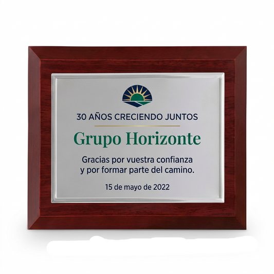 Placa rectangular horizontal con proporción de 250 × 190 mm