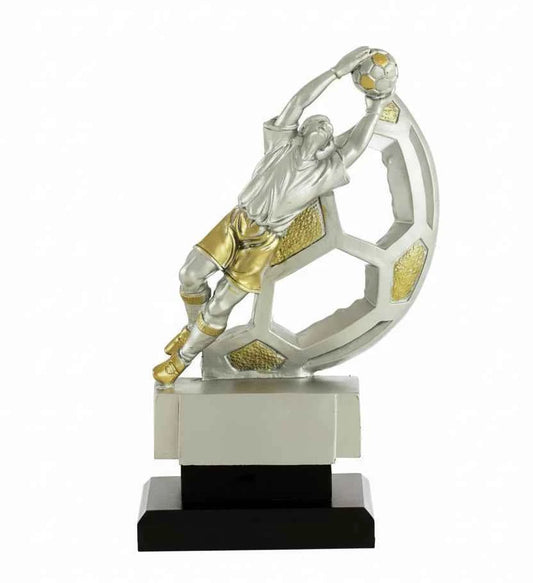 Trofeo Fútbol Portero Plateado Dorado Negro