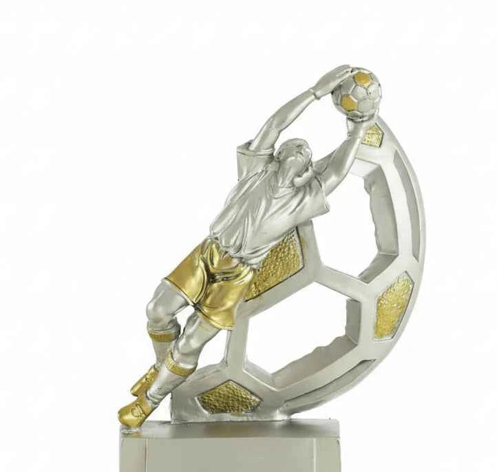 Trofeo Fútbol Portero Plateado Dorado Negro