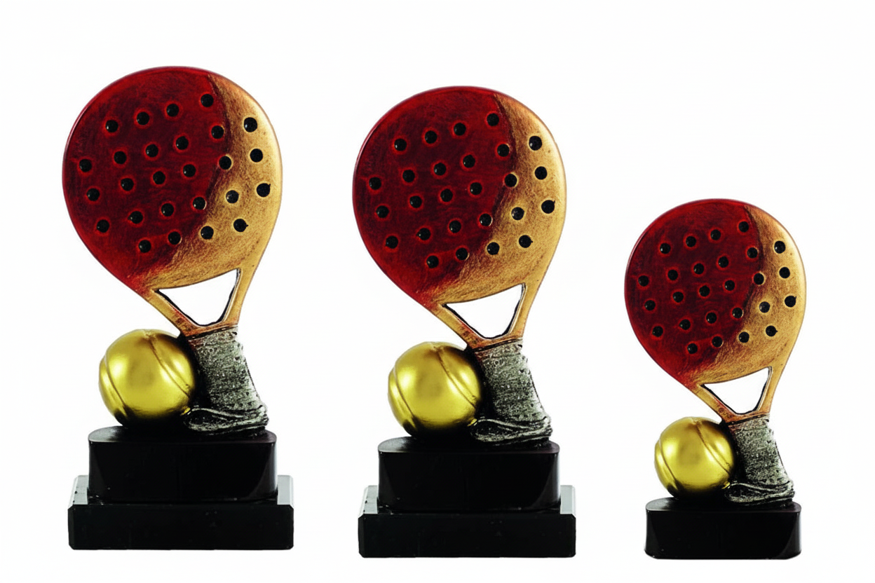 Trofeo Padel Pala Roja y Dorada con Pelota
