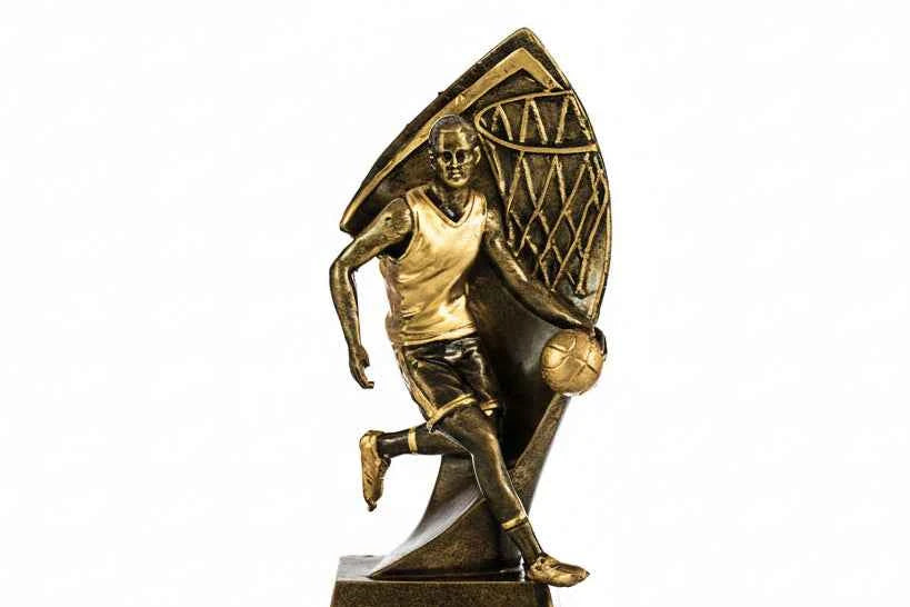 Trofeo Baloncesto Jugador con Red Dorado Bronce