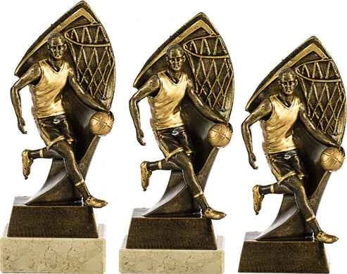 Trofeo Baloncesto Jugador con Red Dorado Bronce