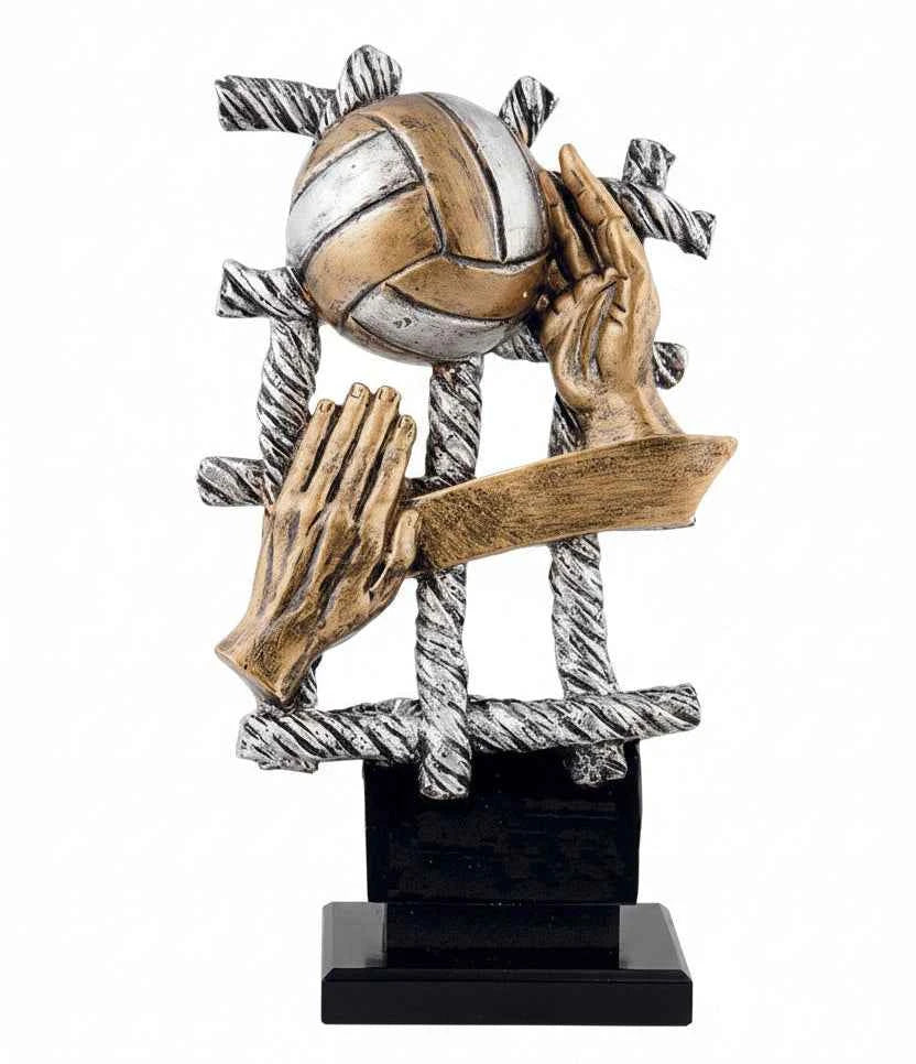 Trofeo Voleibol Manos con Balón Plateado Dorado