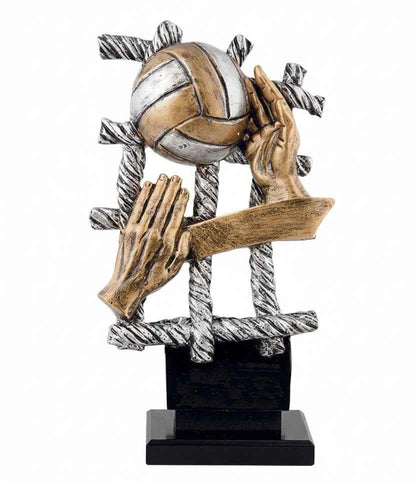 Trofeo Voleibol Manos con Balón Plateado Dorado