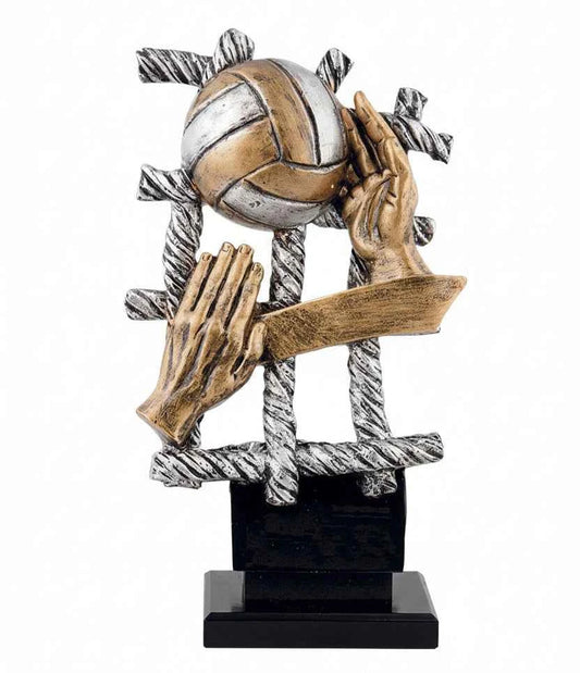 Trofeo Voleibol Manos con Balón Plateado Dorado